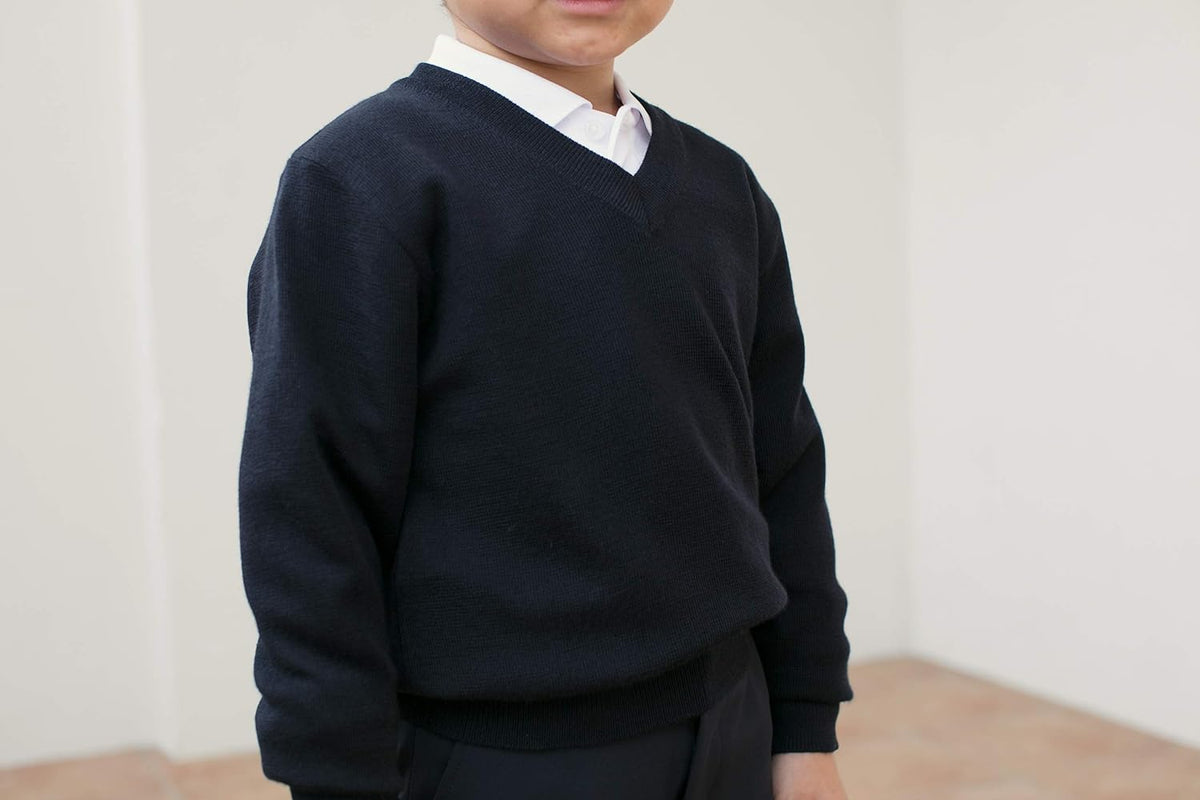 子供セーターニット無地ネイビーアクリル100%学校生徒小学生中学生制服通学