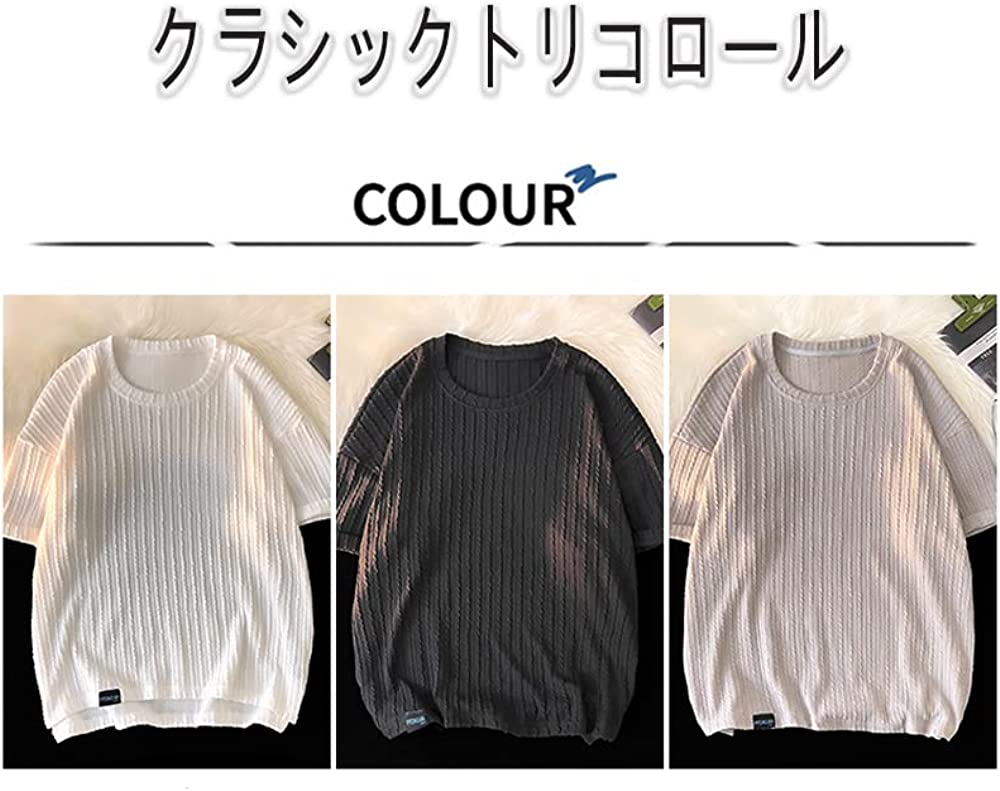 夏服 tシャツ メンズ 半袖 大きい サイズ トップス カジュアル ゆったり シンプル オシャレ 涼しい 軽い 柔らかい 快適 無地 クルーネック サマー 服