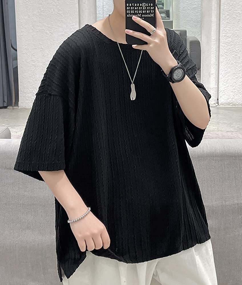 夏服 tシャツ メンズ 半袖 大きい サイズ トップス カジュアル ゆったり シンプル オシャレ 涼しい 軽い 柔らかい 快適 無地 クルーネック サマー 服